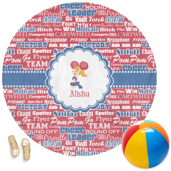 Custom Cheerleader Round Beach Towel (Personalized)