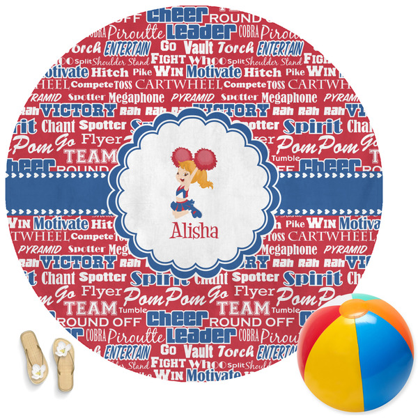 Custom Cheerleader Round Beach Towel (Personalized)