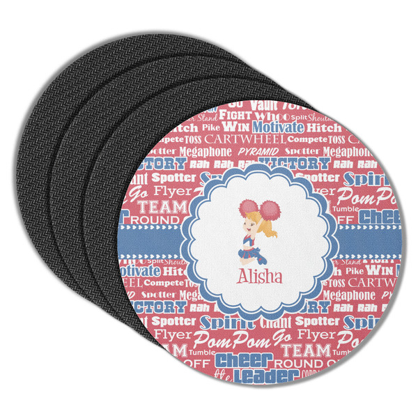 Custom Cheerleader Round Rubber Backed Coasters - Set of 4 (Personalized)