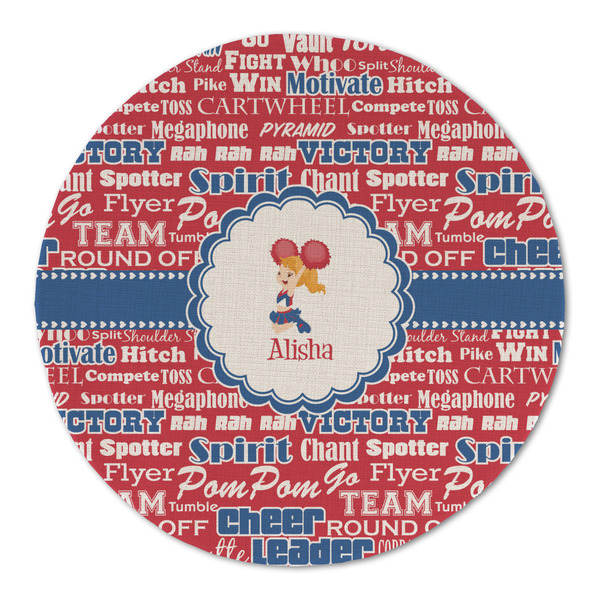 Custom Cheerleader Round Linen Placemat - Single Sided (Personalized)