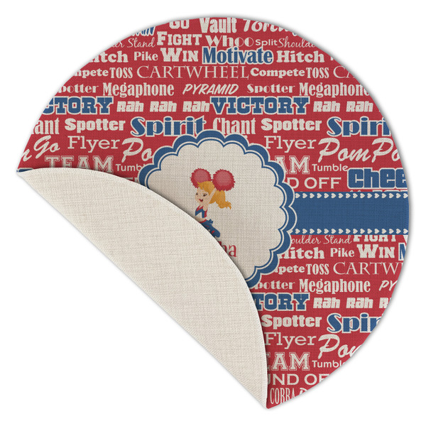 Cheerleader Round Linen Placemats - Front (folded corner single sided)