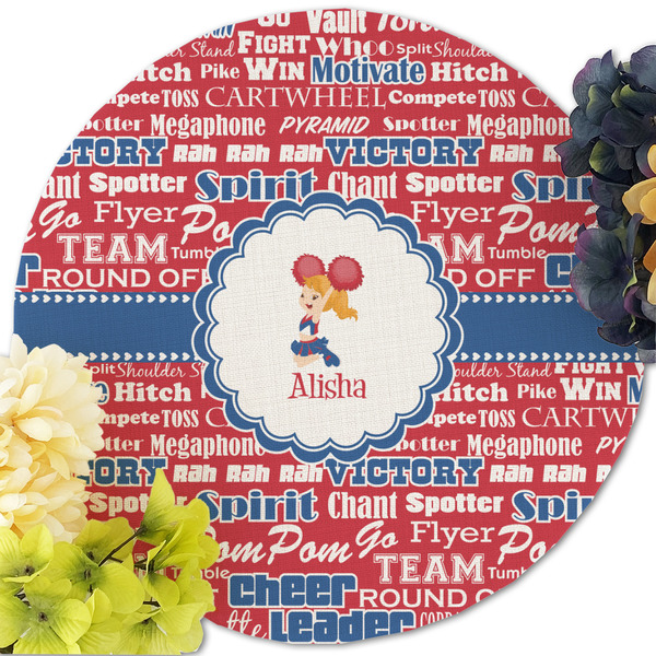Cheerleader Round Linen Placemats - Front (w flowers)