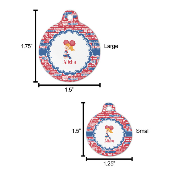 Cheerleader Round Pet ID Tag - Large - Comparison Scale