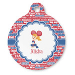 Cheerleader Round Pet ID Tag - Large (Personalized)