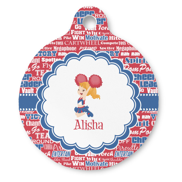 Custom Cheerleader Round Pet ID Tag (Personalized)