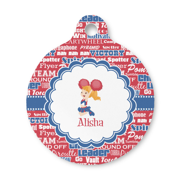 Custom Cheerleader Round Pet ID Tag - Small (Personalized)