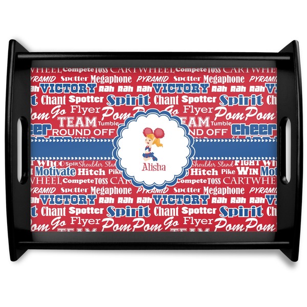 Custom Cheerleader Black Wooden Tray - Large (Personalized)