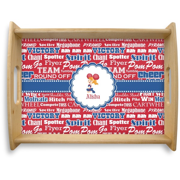 Custom Cheerleader Natural Wooden Tray - Large (Personalized)