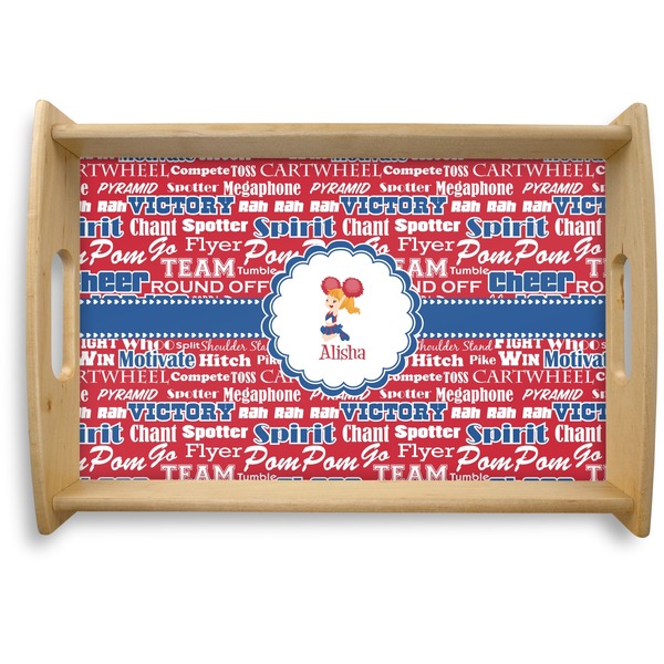 Custom Cheerleader Natural Wooden Tray - Small (Personalized)