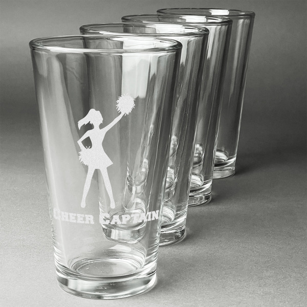 Custom Cheerleader Pint Glasses - Engraved (Set of 4) (Personalized)