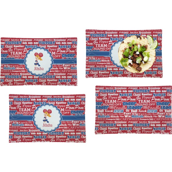 Custom Cheerleader Set of 4 Glass Rectangular Lunch / Dinner Plate (Personalized)