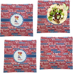 Cheerleader Set of 4 Glass Square Lunch / Dinner Plate 9.5" (Personalized)