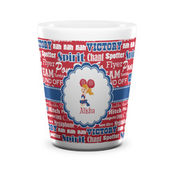 Cheerleader Ceramic Shot Glass - 1.5 oz - White - Set of 4 (Personalized)
