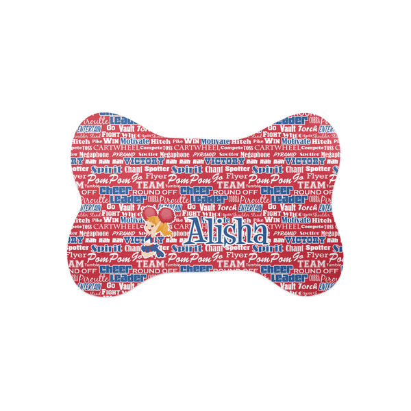 Custom Cheerleader Bone Shaped Dog Food Mat (Small) (Personalized)
