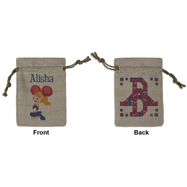 Custom Cheerleader Small Burlap Gift Bag - Front & Back (Personalized)