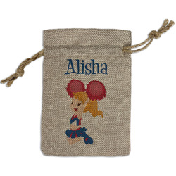 Cheerleader Small Burlap Gift Bag - Front (Personalized)