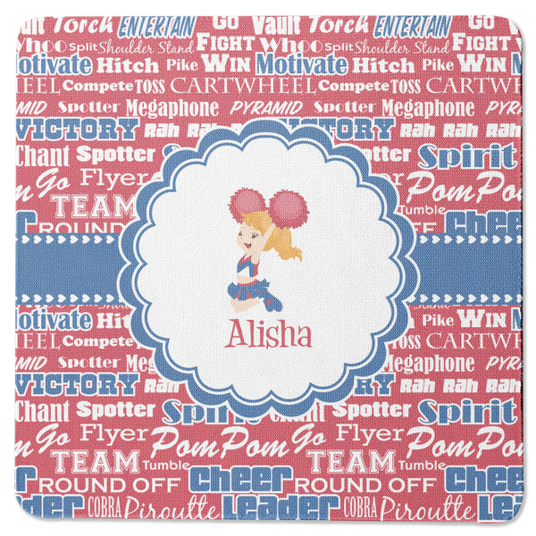 Custom Cheerleader Square Rubber Backed Coaster (Personalized)