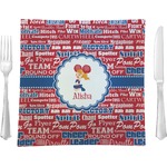 Cheerleader 9.5" Glass Square Lunch / Dinner Plate- Single or Set of 4 (Personalized)