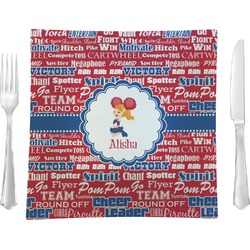 Cheerleader 9.5" Glass Square Lunch / Dinner Plate- Single or Set of 4 (Personalized)