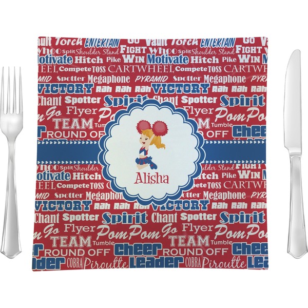 Custom Cheerleader Glass Square Lunch / Dinner Plate 9.5" (Personalized)
