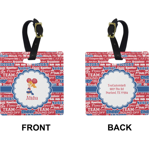 Cheerleader Square Luggage Tag (Front + Back)