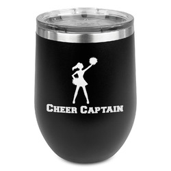 Cheerleader Stemless Stainless Steel Wine Tumbler - Black - Double Sided (Personalized)