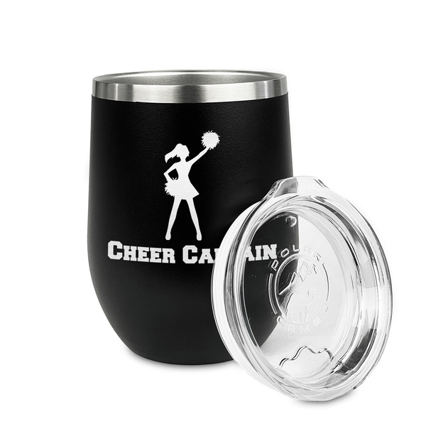 Cheerleader Stainless Wine Tumblers - Black - Single Sided - Alt View