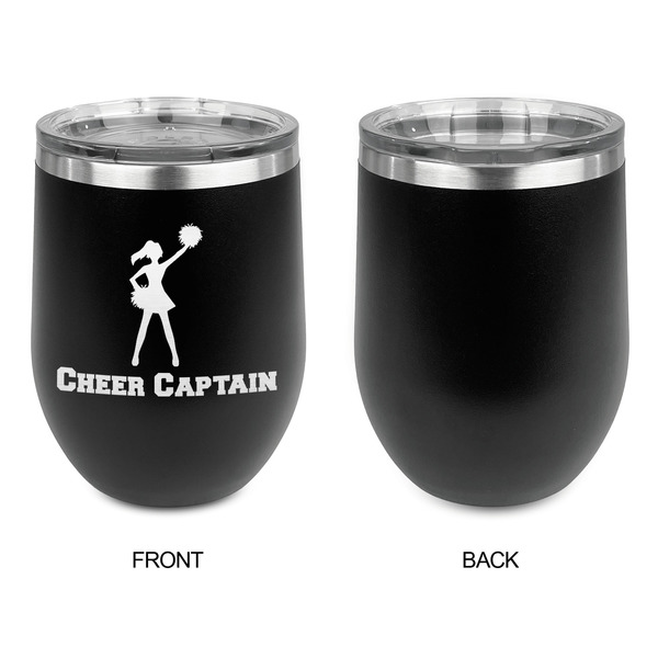Cheerleader Stainless Wine Tumblers - Black - Single Sided - Approval