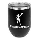 Cheerleader Stemless Stainless Steel Wine Tumbler - Black - Single Sided (Personalized)