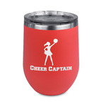 Cheerleader Stemless Stainless Steel Wine Tumbler - Coral - Single Sided (Personalized)