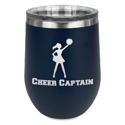 Cheerleader Stemless Stainless Steel Wine Tumbler - Navy - Double Sided (Personalized)