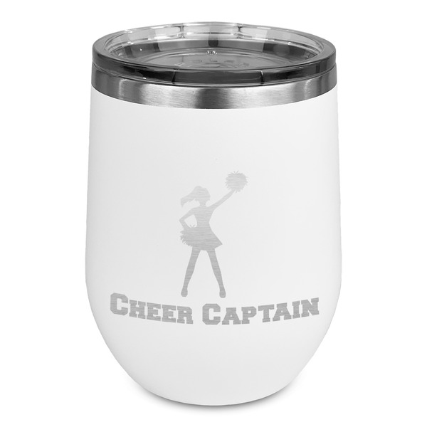 Custom Cheerleader Stemless Stainless Steel Wine Tumbler - White - Single Sided (Personalized)