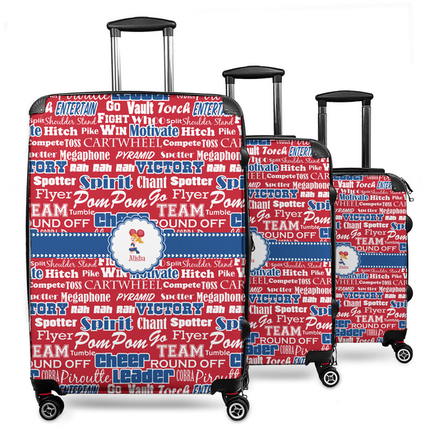 Custom Cheerleader 3 Piece Luggage Set - 20" Carry On, 24" Medium Checked, 28" Large Checked (Personalized)