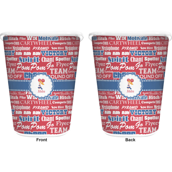 Cheerleader Trash Can White - Front and Back - Apvl