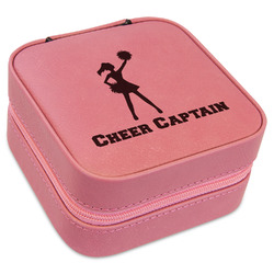 Cheerleader Travel Jewelry Boxes - Pink Leather (Personalized)
