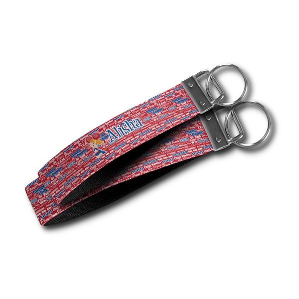 Cheerleader Webbing Keychain FOBs - Size Comparison
