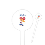 Cheerleader 4" Round Plastic Food Picks - White - Single Sided (Personalized)