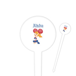 Cheerleader 4" Round Plastic Food Picks - White - Double Sided (Personalized)