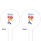 Cheerleader White Plastic 4" Food Pick - Round - Double Sided - Front & Back