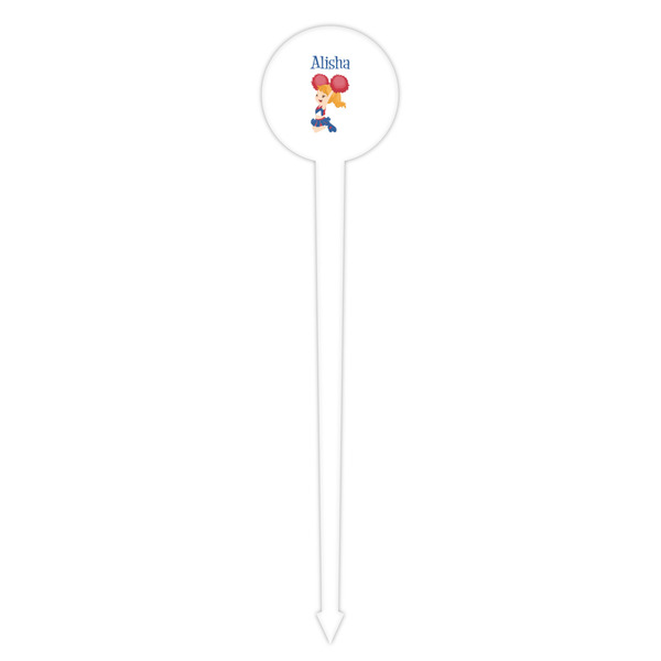 Cheerleader White Plastic 4" Food Pick - Round - Single Pick