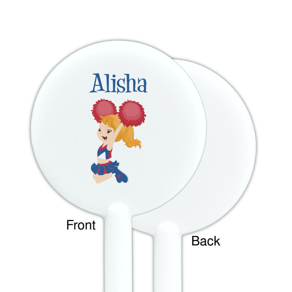 Cheerleader White Plastic 5.5" Stir Stick - Single Sided - Round - Front & Back