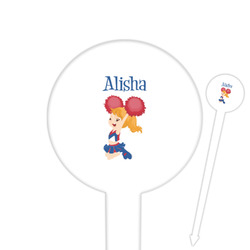 Cheerleader 6" Round Plastic Food Picks - White - Single Sided (Personalized)
