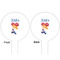 Cheerleader White Plastic 6" Food Pick - Round - Double Sided - Front & Back