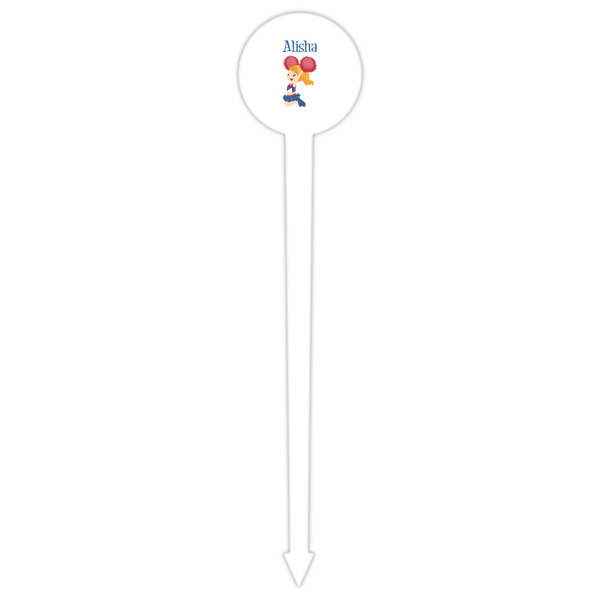 Cheerleader White Plastic 6" Food Pick - Round - Single Pick