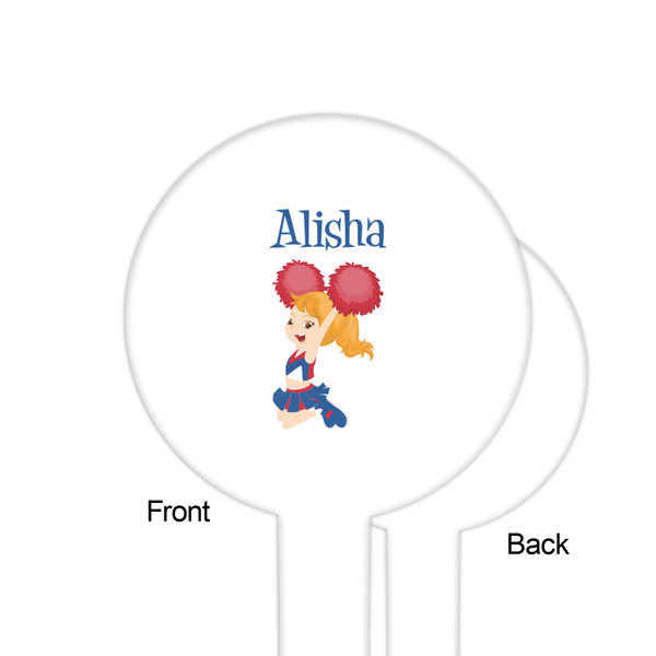 Cheerleader White Plastic 6" Food Pick - Round - Single Sided - Front & Back
