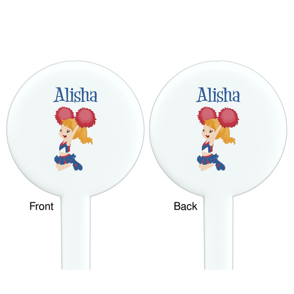 Cheerleader White Plastic 7" Stir Stick - Double Sided - Round - Front & Back