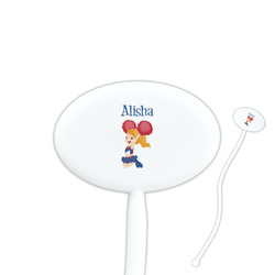 Cheerleader 7" Oval Plastic Stir Sticks - White - Double Sided (Personalized)