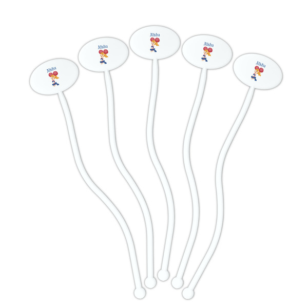 Cheerleader White Plastic 7" Stir Stick - Oval - Fan