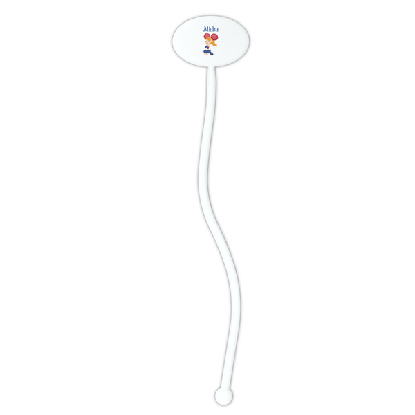 Cheerleader White Plastic 7" Stir Stick - Oval - Single Stick