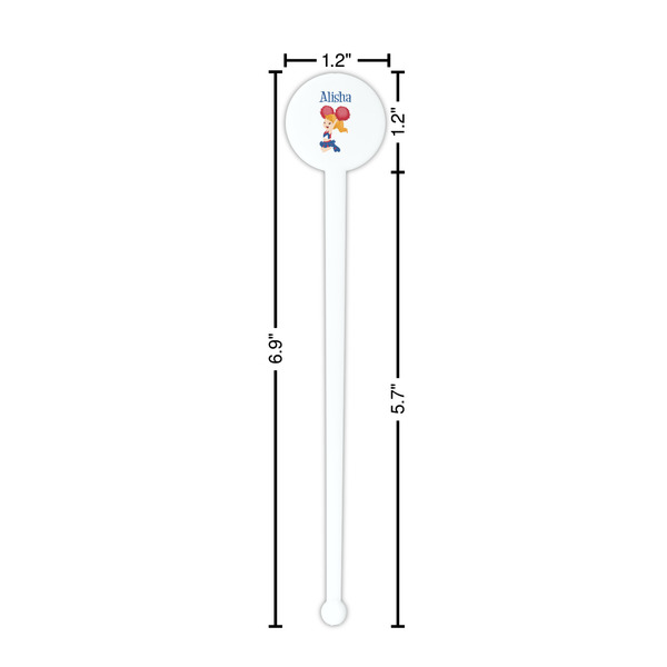Cheerleader White Plastic 7" Stir Stick - Round - Dimensions